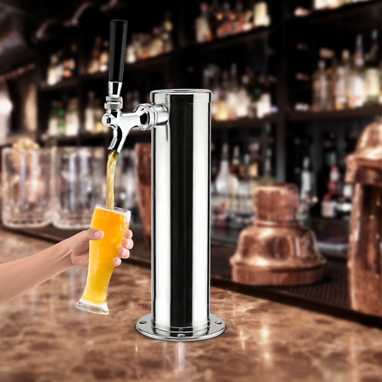 Stainless Steel Draft Beer Tower Set Single Tap Faucet Wine Single Head Beer Tower Beer Tower For Home Brew Bar