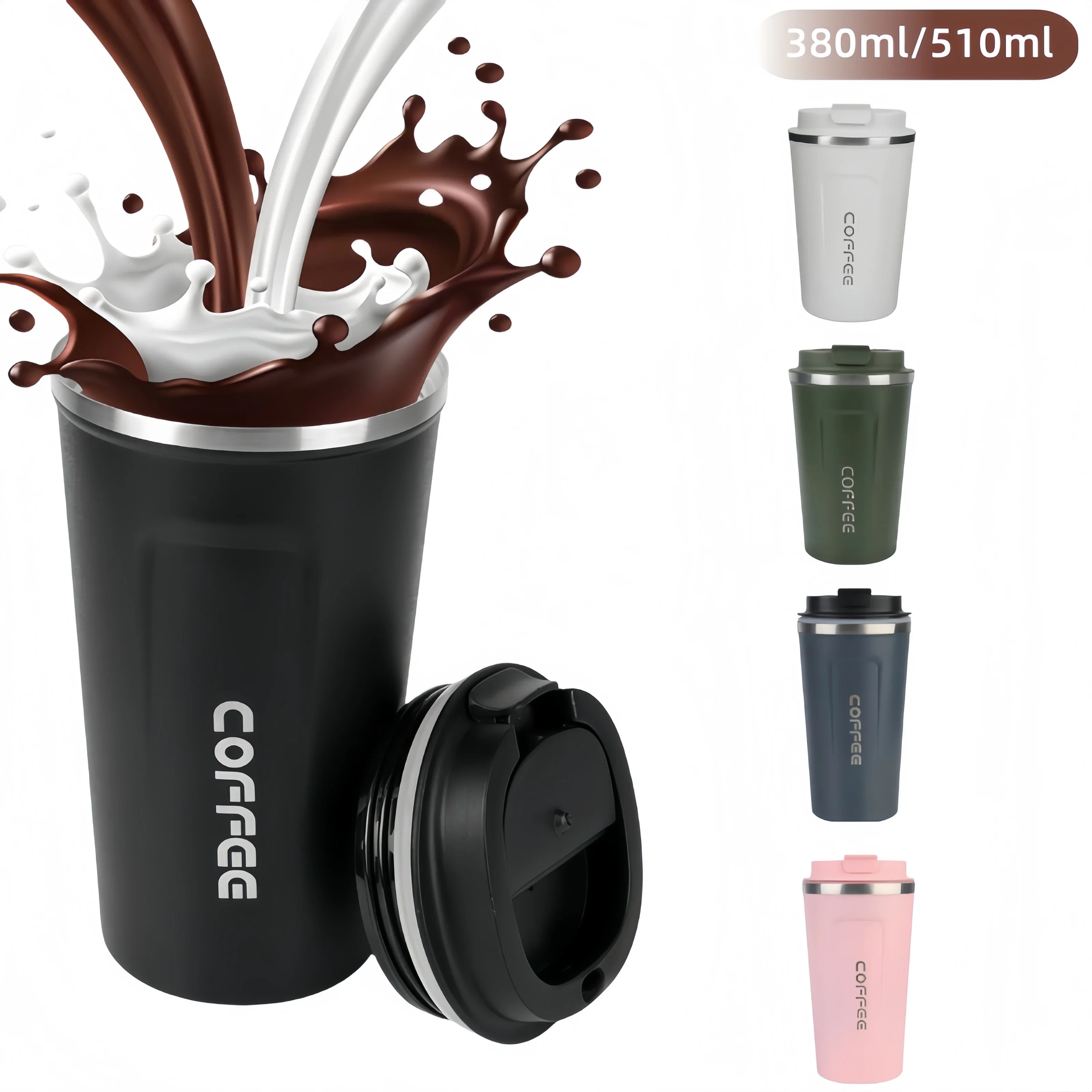 380/510ML Double-layer Insulation Cold And Hot Thermo Cafe Thermos Mug Leakproof Travel Thermo Cup for Tea Water Coffee Cup