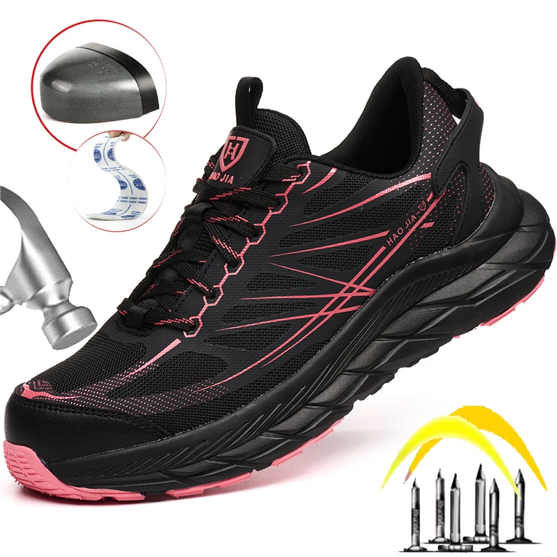 Women Safety Shoes Steel Toe Sneaker for Men Woman Lightweight Work Safety Boots Anti-smash Puncture Proof Construction Footwear