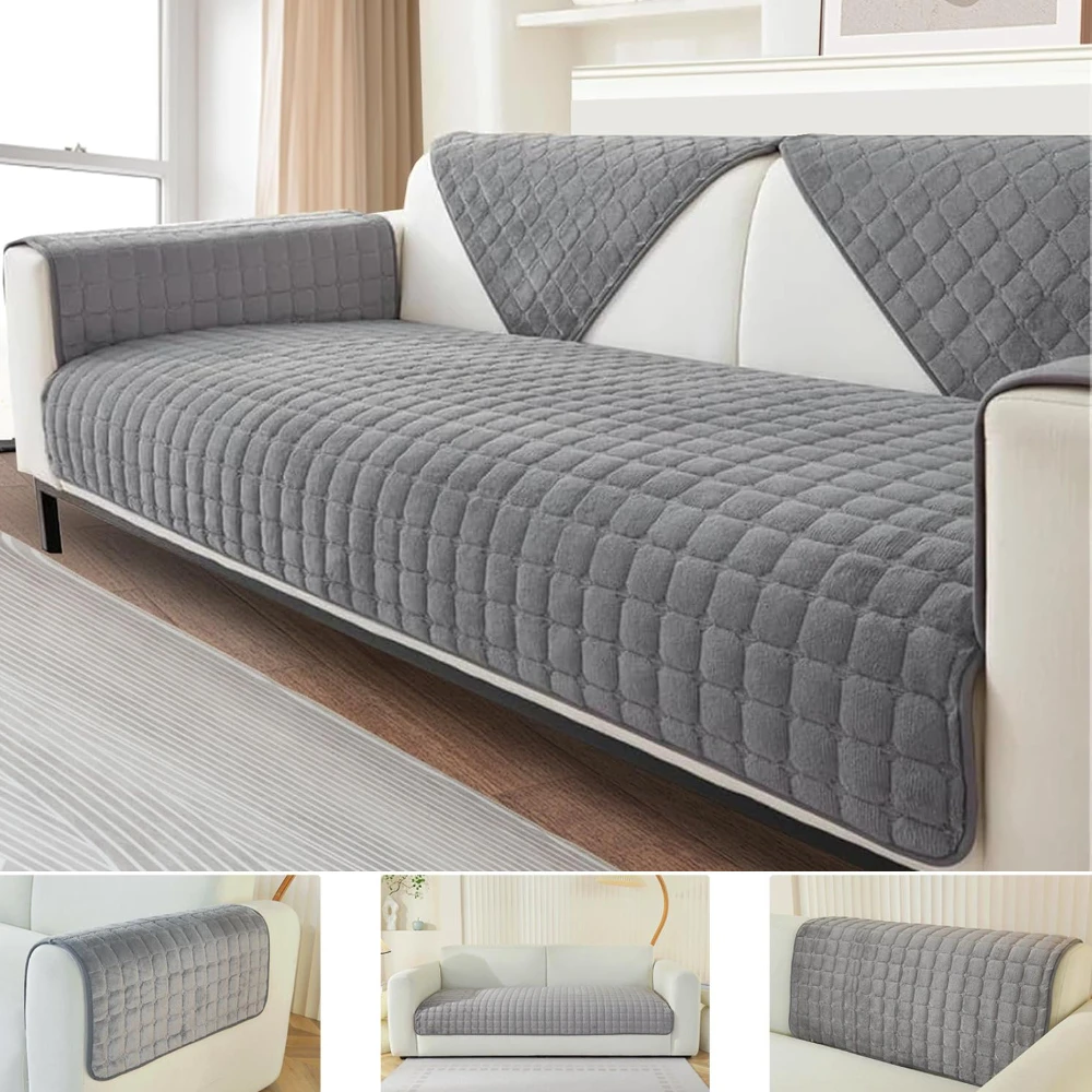 Soft Flannel Sofa Covers Washable Sofa Cushion Covers Non-Slip Couch Slipcovers for Sectional Sofa L Shape Furniture Protector